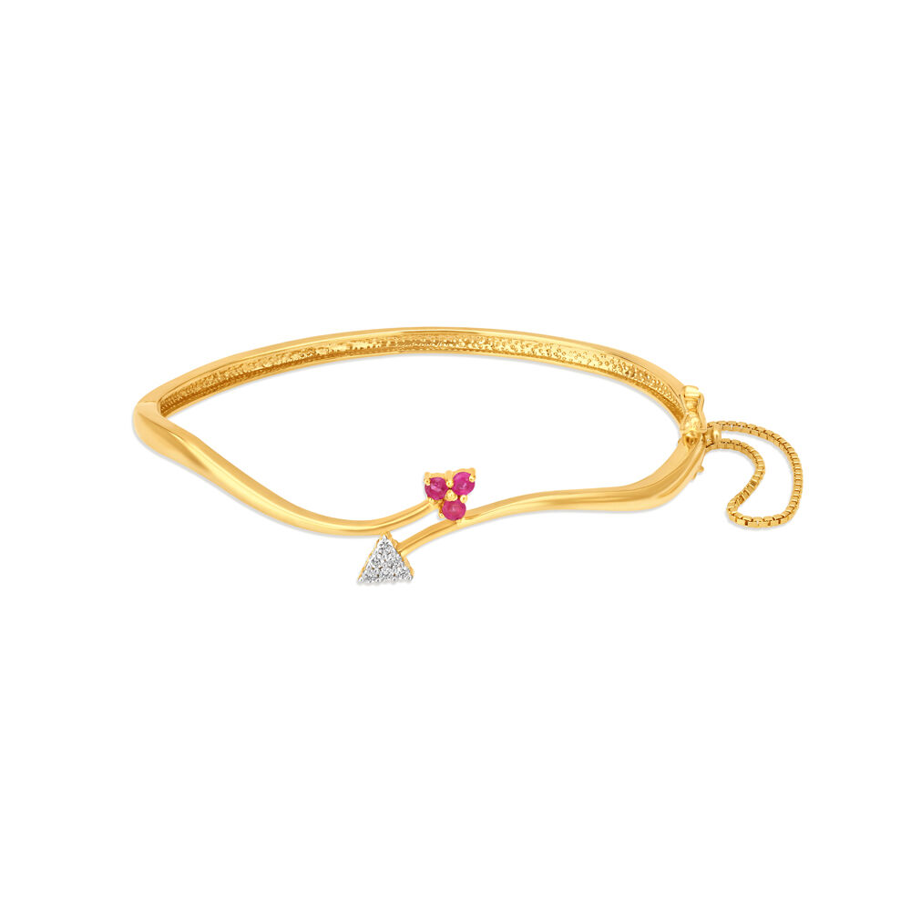 Floral Ruby and Diamond Gold Bangle