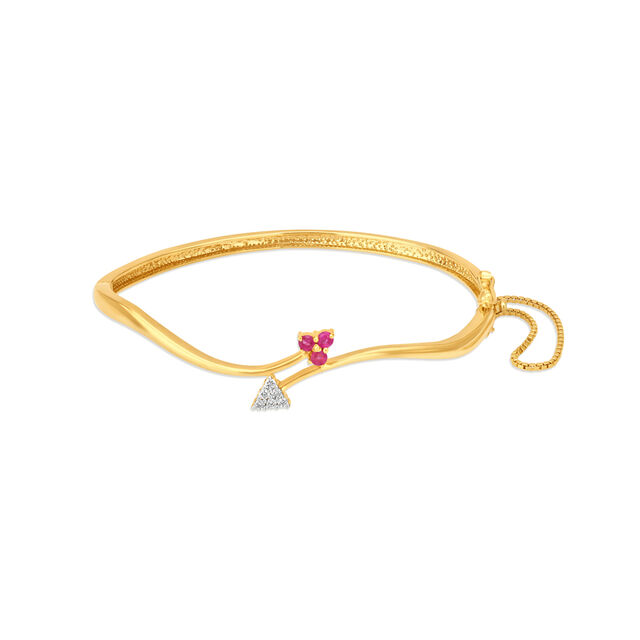 Floral Ruby and Diamond Gold Bangle,,hi-res image number null