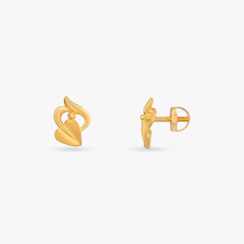 Twinkle Heart Gold Stud Earrings for Kids