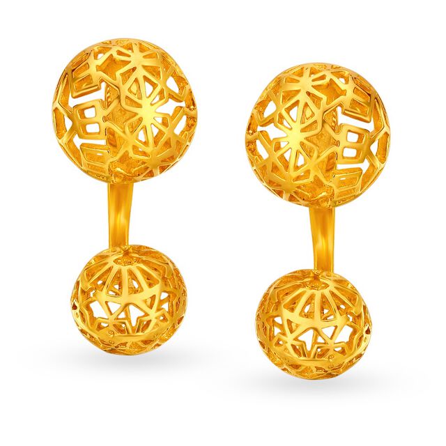 Chic 22 Karat Yellow Gold Jali-Work Drops,,hi-res image number null