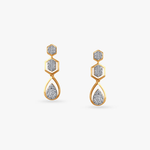 Geometric Trio Diamond Drop Earrings