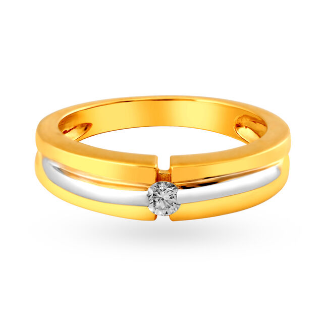 Dual Toned Diamond and Gold Finger Ring for Men,,hi-res image number null