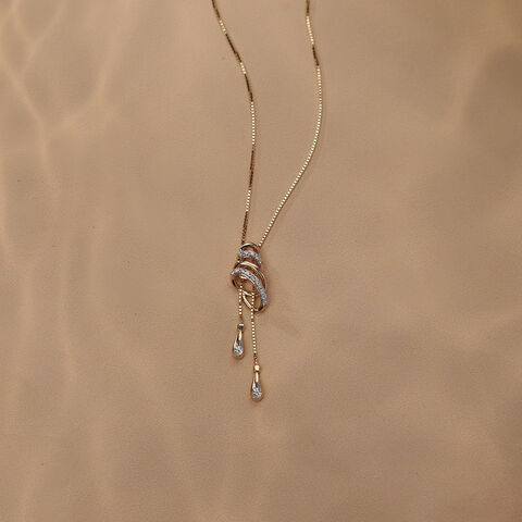Spiral Serenade 14 Kt Gold & Diamond Necklace