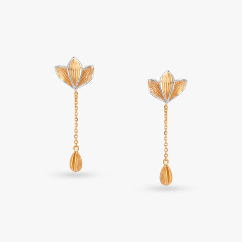 Lotus Bloom Gold Drop Earrings