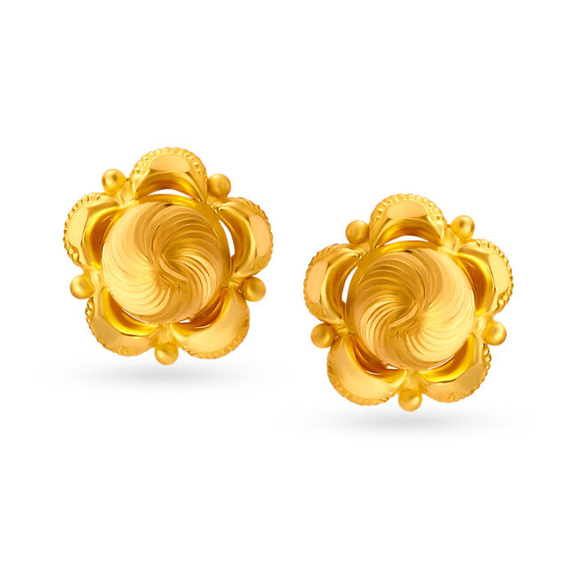 Resplendent Floral Gold Stud Earrings,,hi-res image number null