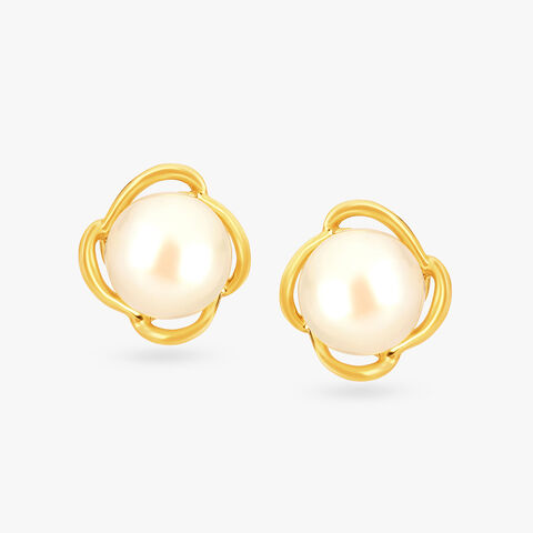Glorious Pearls and Gold Stud Earrings