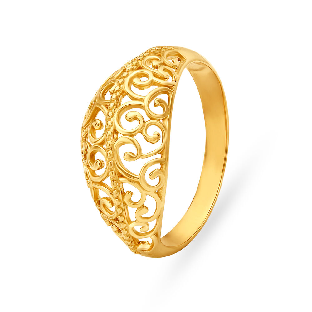 Classic 18 Karat Yellow Gold And Diamond Finger Ring