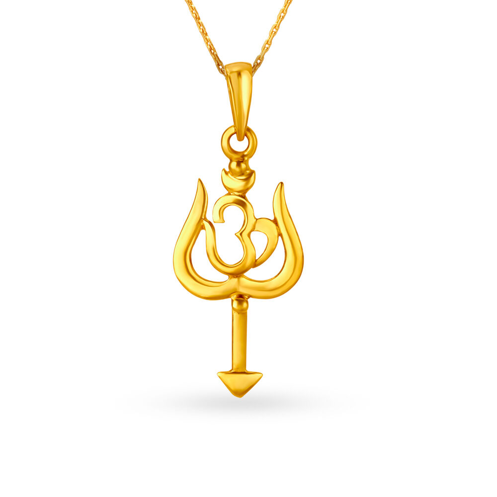 Majestic 22 Karat Gold Om And Trishul Pendant