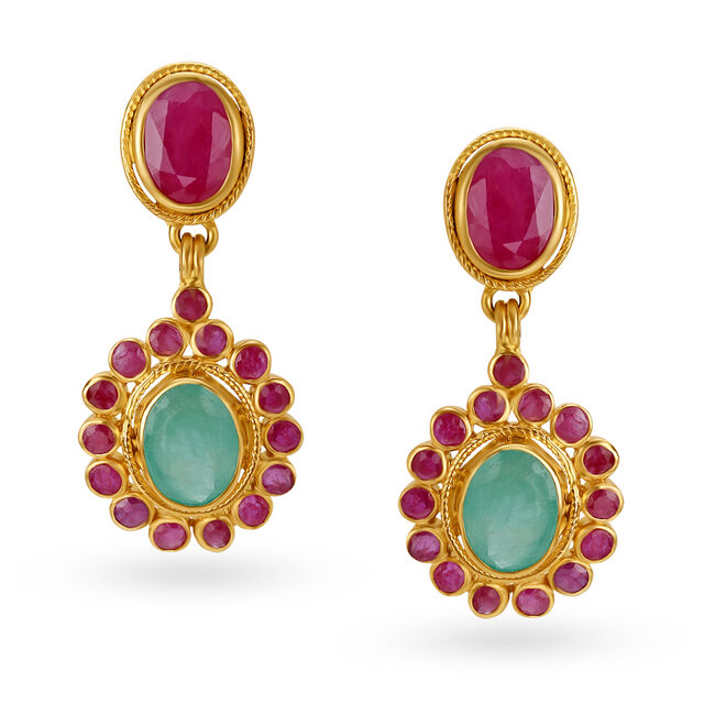 Entrancing Emerald and Ruby Drop Earrings,,hi-res image number null