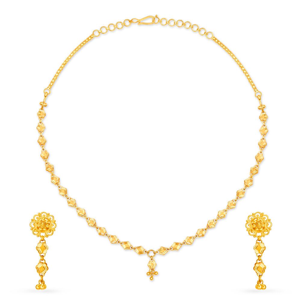 Buy SAIYONI Wedding Collection One Gram Gold Plated Forming Long Necklace  With Earring Jewellery Set (Gold) at Amazon.in