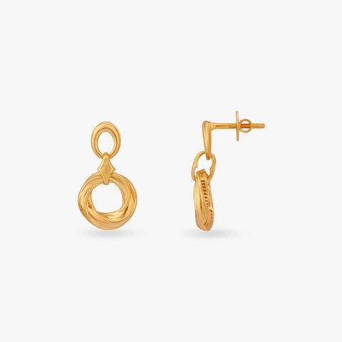Interlinked Circle Gold Drop Earrings