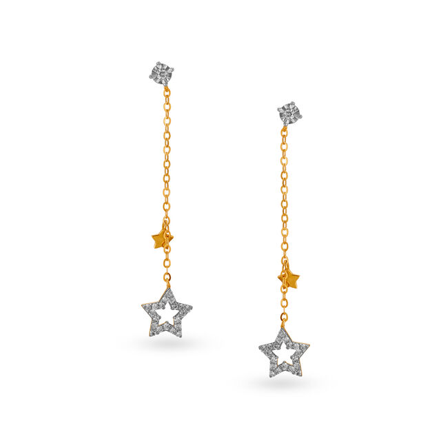 18 Karat Gold and Diamond Drop Earrings,,hi-res image number null