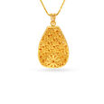 Teardrop Laser Cut Floral And Wheel Pattern Gold Pendant,,hi-res image number null