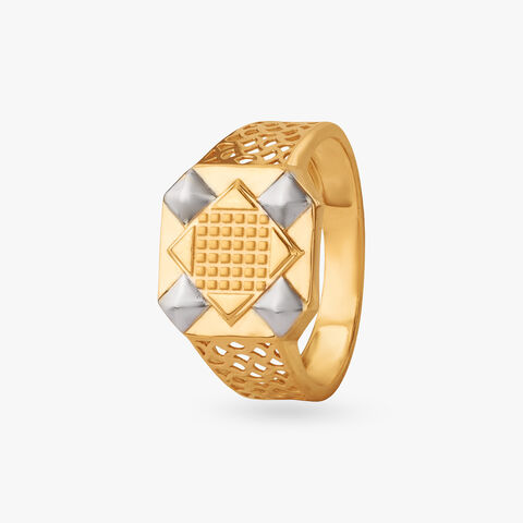Dual Tone Textured Statement Ring for Men