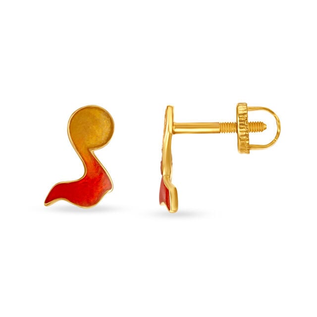 Exquisite Music Notes Pattern Gold Stud Earrings for Kids,,hi-res image number null