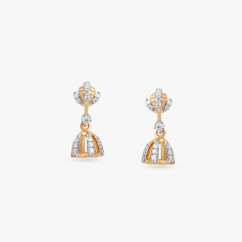Lotus Charm Diamond Jhumka Earrings for Kids