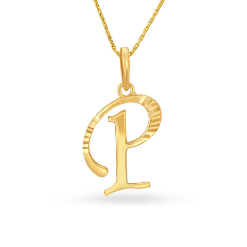 Beautiful Typographic Letter P Gold Pendant