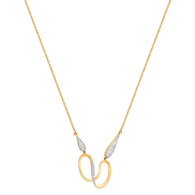 14 KT Yellow Gold Minimal Wavy Pendant with Chain,,hi-res image number null