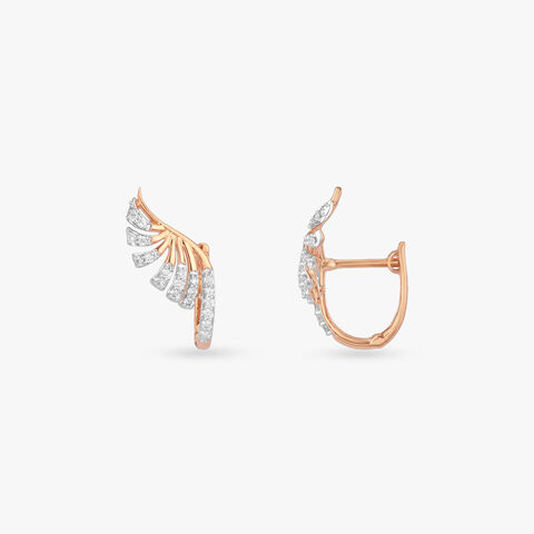 Curved Crest Diamond Hoop Earrings
