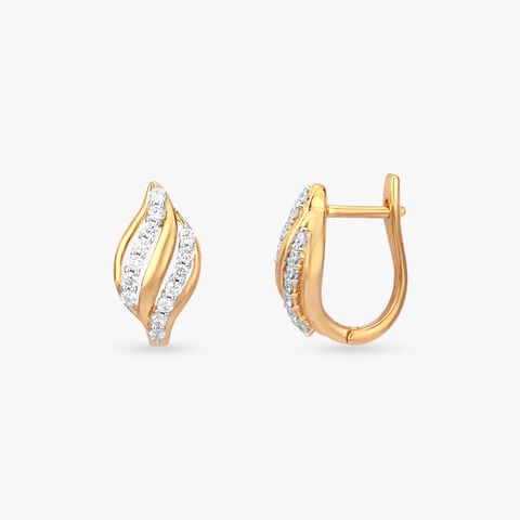 Woven Wave Diamond Hoop Earrings