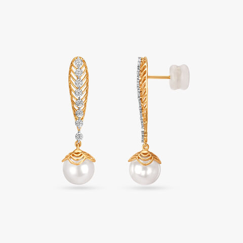 Glamorous Diamond and Gold Drop Earrings with rock crystal