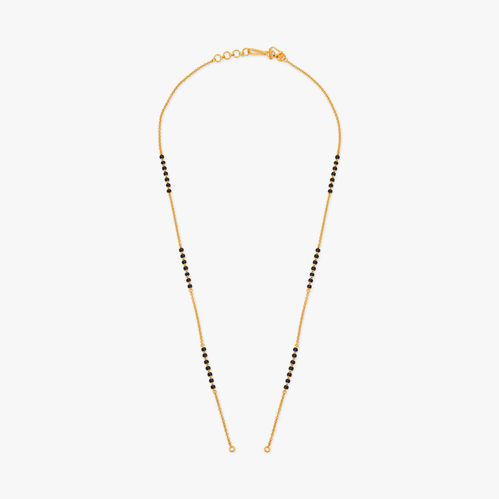 Gold black beads chains tanishq sale
