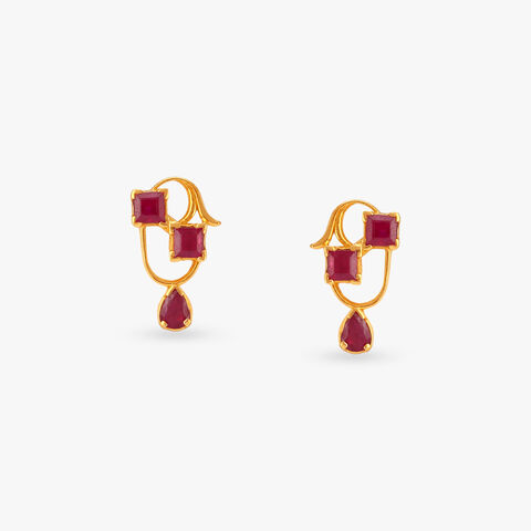 Crimson Kiss Stud Earrings for Kids