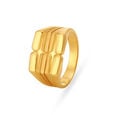 Carved Multiple Line Pattern Gold Finger Ring For Men,,hi-res image number null