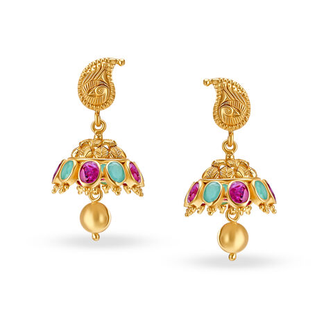 Vivid Emerald and Rubies Jhumkas