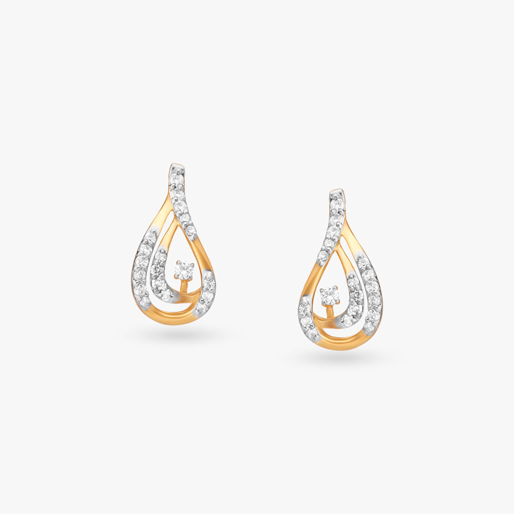 Radiant Gold Diamond Stud Earrings