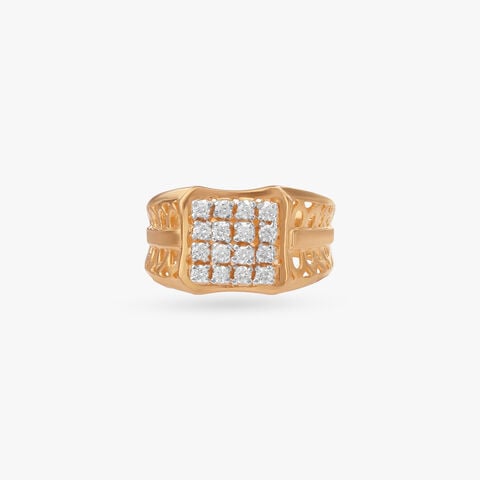 Bold Rectangular Gold Ring For Men