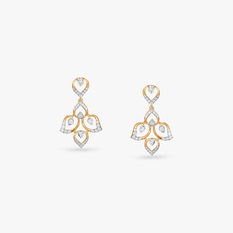 Dewlit Petal Diamond Drop Earrings
