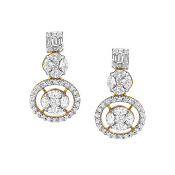 Dazzling Circular Motif Diamond Drop Earrings