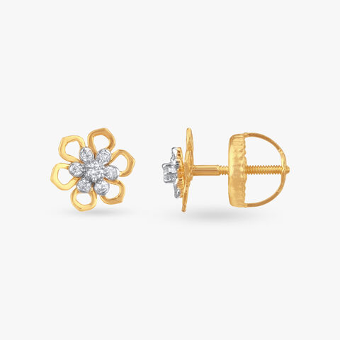 Petal Shine Diamond Stud Earrings