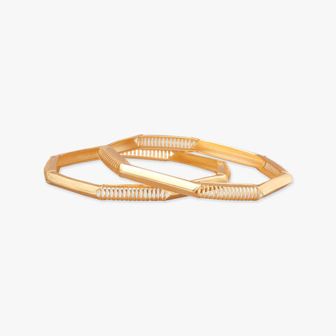 Hexagonal Glow Gold Bangles