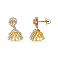 Intricate Yellow And Rose Gold And Diamond Paisley Jhumkas,,hi-res image number null