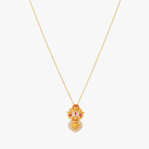 Jasmine Poise Gold Pendant with Chain and Earrings Set