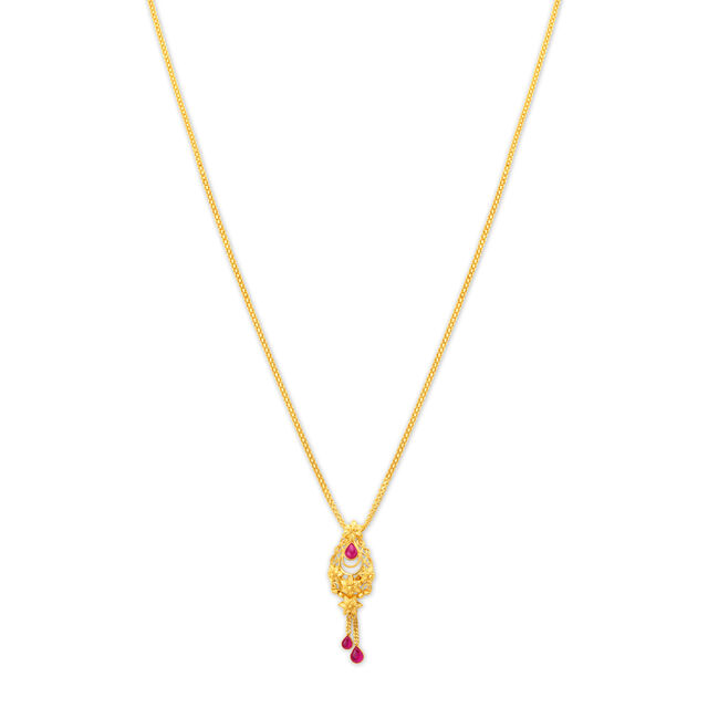 Modern Fancy Gold Pendant with Chain,,hi-res image number null
