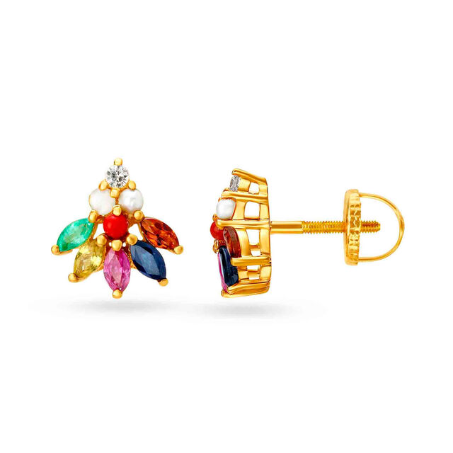Aanvi Traditional Floral Stud Earrings,,hi-res image number null