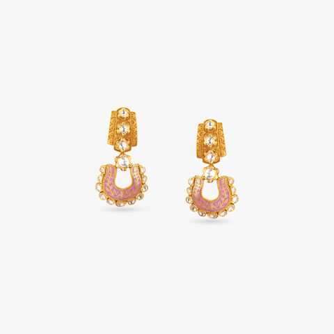 Traditional Charm Gold and Stone Drop Earrings