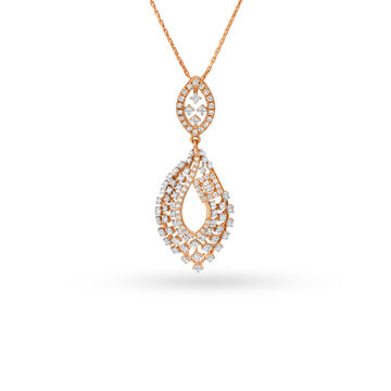 Intricate Double Teardrop Rose Gold Pendant