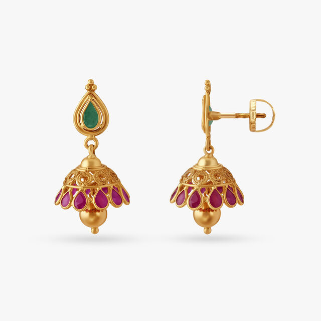 Timeless Ruby and Emerald Jhumkas,,hi-res image number null