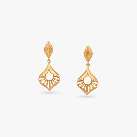 Verdant Spine Gold Drop Earrings