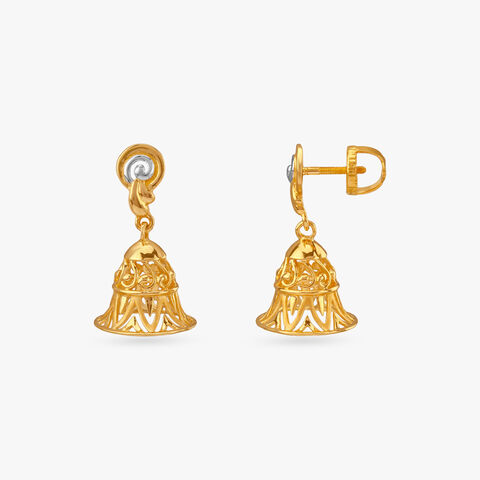 Regal Chime Gold Jhumka Earrings