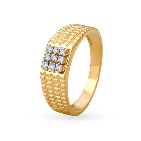 Iridescent 18 Karat Gold And Diamond Ring For Men