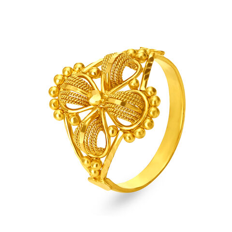 Extraordinary 22 Karat Yellow Gold Beaded Floral Finger Ring