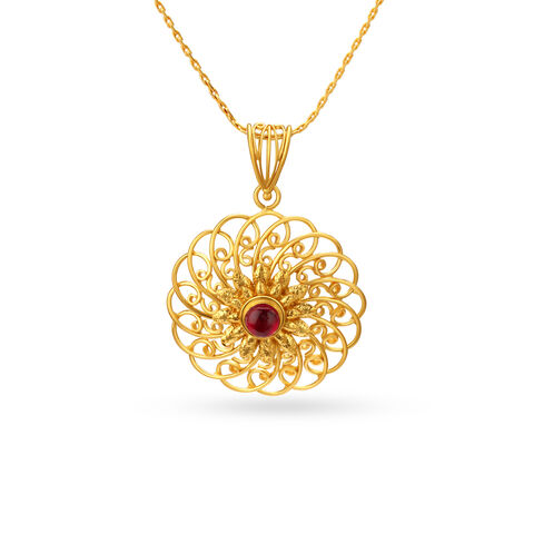 Handmade Floral Gold Pendant