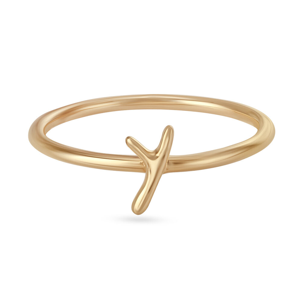 Letter Y 14KT Yellow Gold Initial Ring