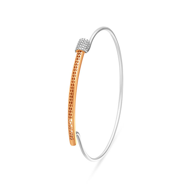 14 KT Yellow and White Gold Chic Bangle,,hi-res image number null