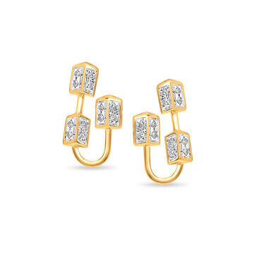 14 KT Yellow Gold Mystic Diamond Stud Earrings